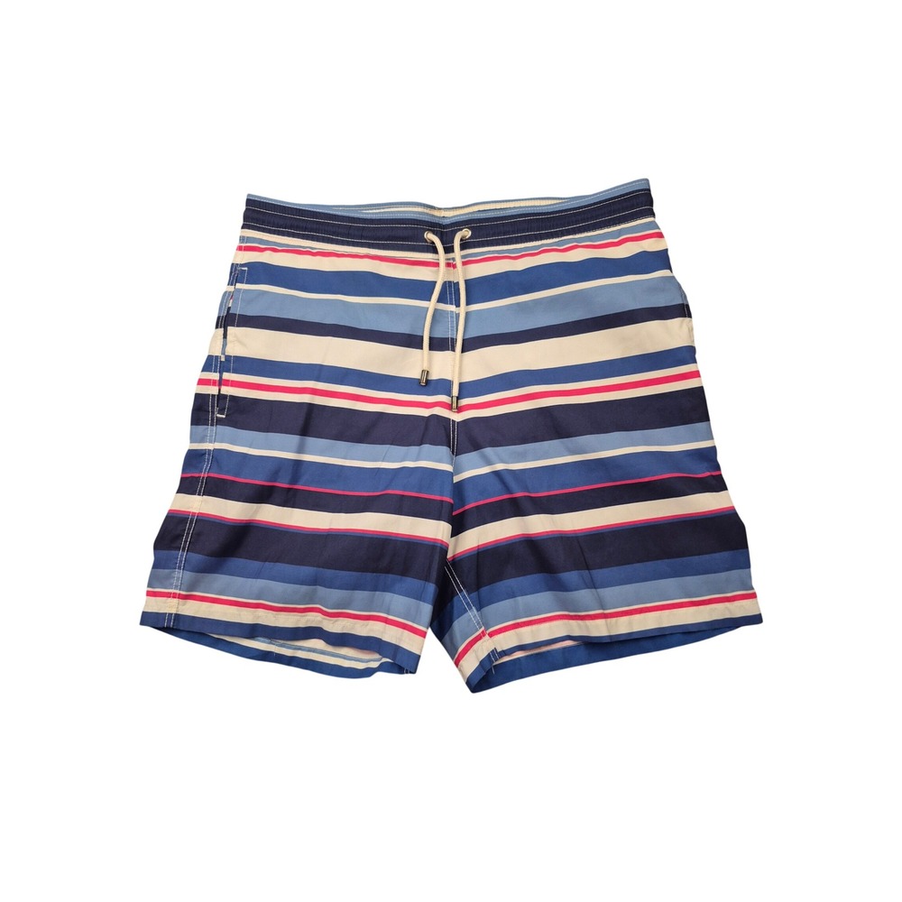 Allen Edmonds Mens Blue Striped Swim Trunks Handcrafted in Spain Size M